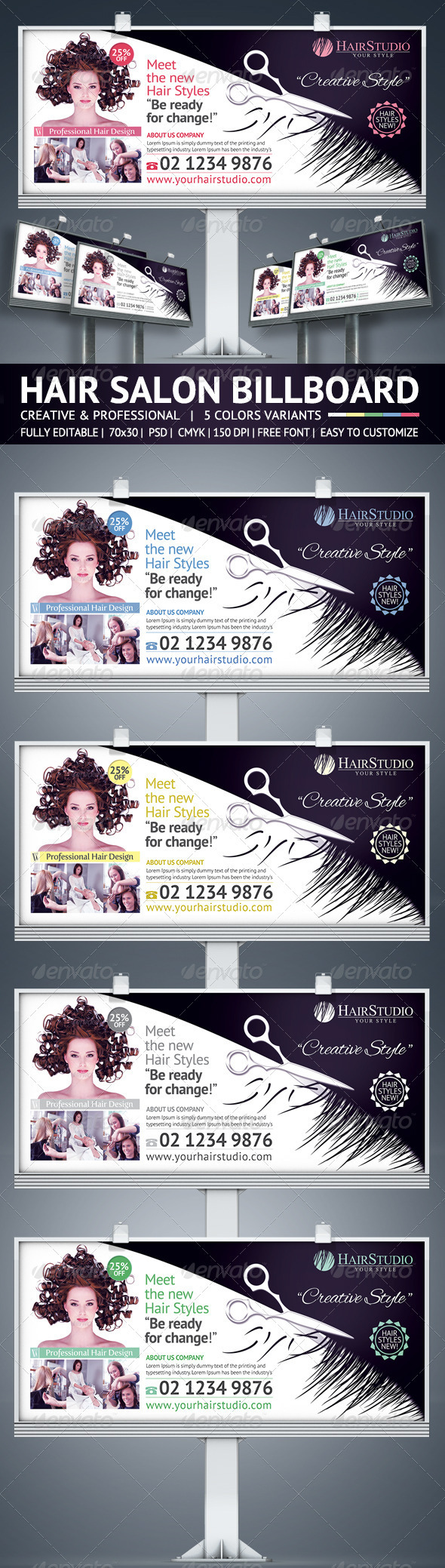Hair Salon billboard hair salon billboard banner creative hair salon design modern template professional