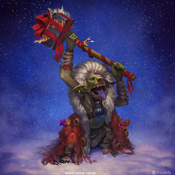 goblin elf Character fantasy Christmas new year selebrate cartoon winter portfolio