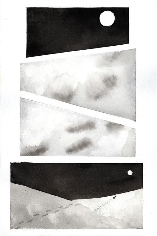 ILLUSTRATION  comics Sequential Art watercolor ink grayscale moon