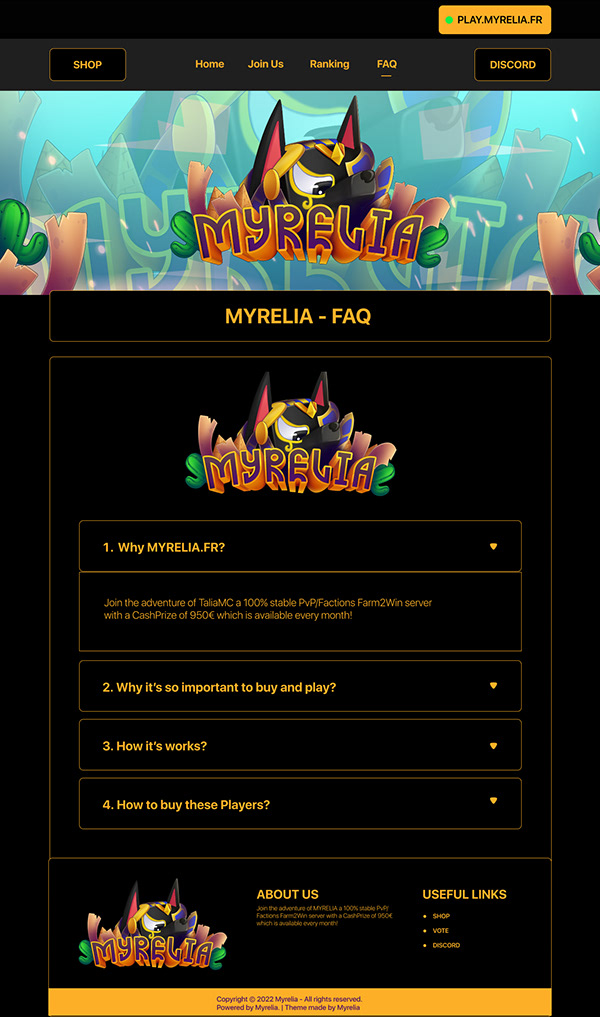 MYRELIA Gaming Web || UI UX || Figma