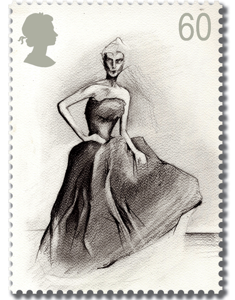 postage stamps UK Rsa alexander mcqueen woman London royalmail Style dress pencil