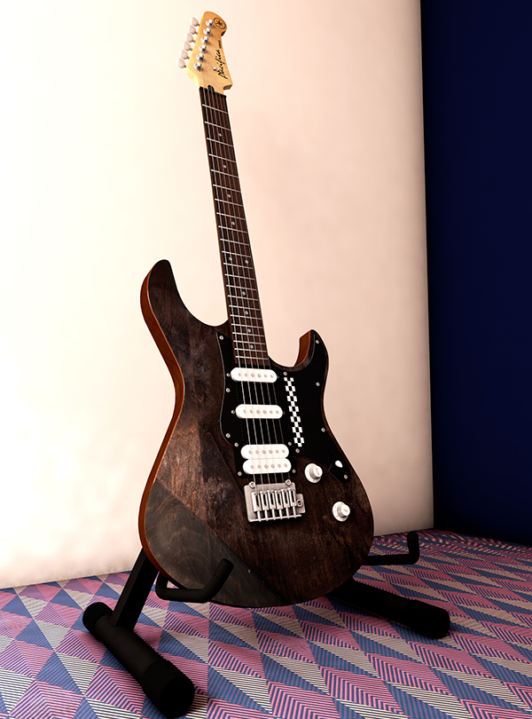 3D Cinema 4d guitar electric yamaha c4d digital closeup pickups bridge CG