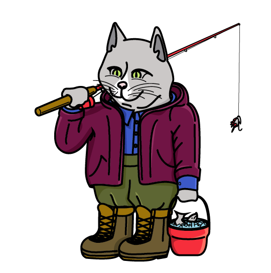 cats Leisure fishing outdoors Character design vector sketch
