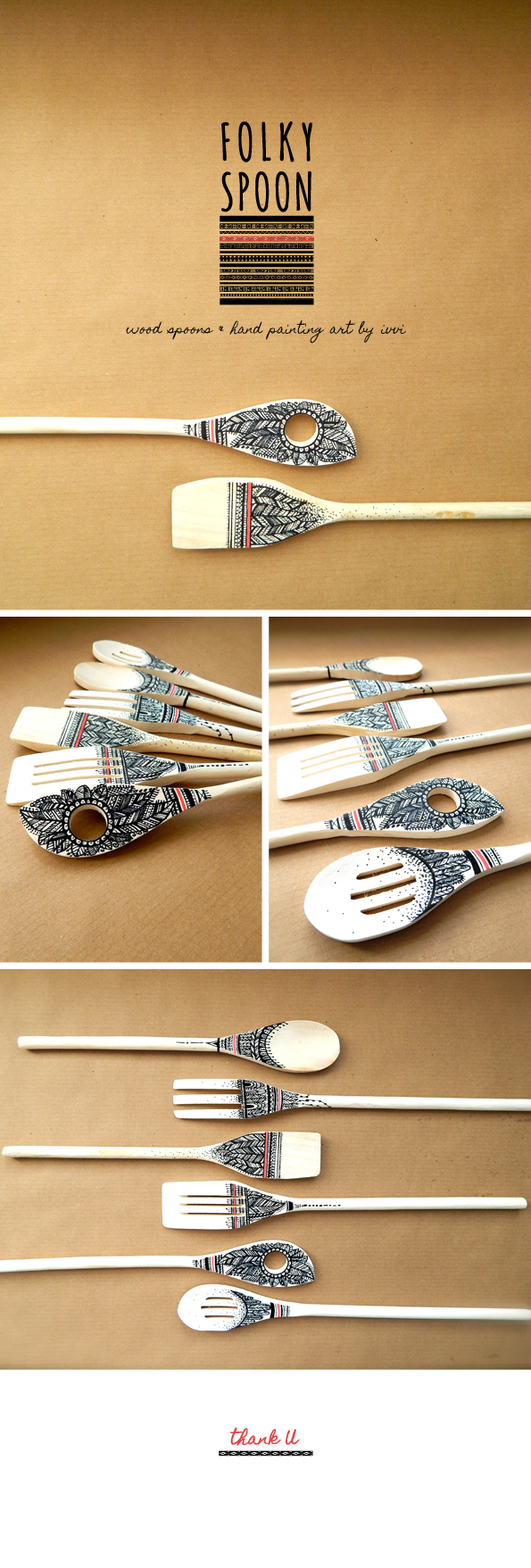 Folky spoon ~ wood spoons & hand painting art by ivvi