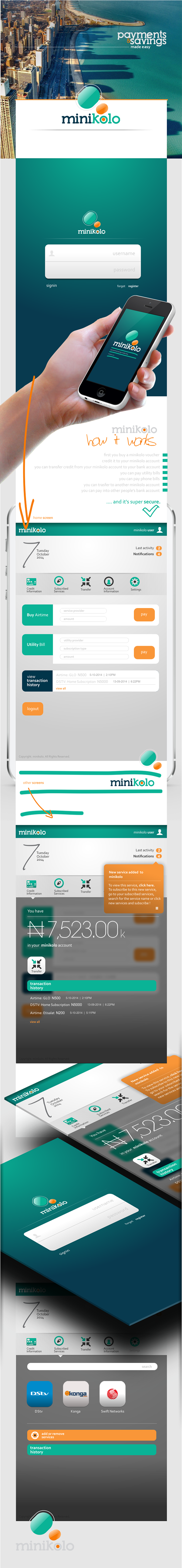 Minikolo Mobile app UI mobile design payment kofo adesanya lagos nigeria green