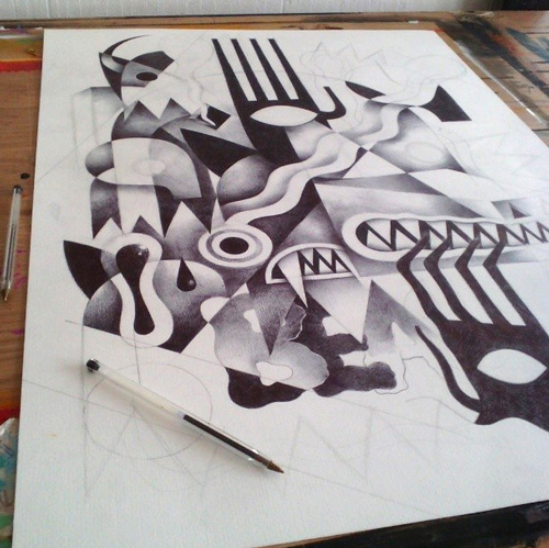 sébastien féraut niark1 dessin paper ink art illus bic ballpoint pen weird abstract cubism