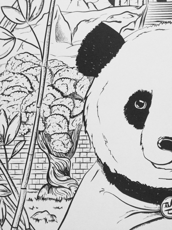 Panda  illustrazione paperbrain lab poster artwork Panda!