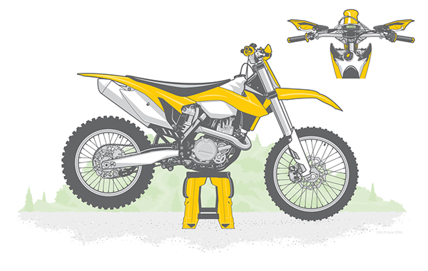 motorcycle dirt bike Motor engine technical drawing mechanical handlebars outdoors off road trail