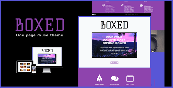 adobe muse bold box boxes cadre frame framework muse template muse theme One Page onepage Powerful purple stylewish