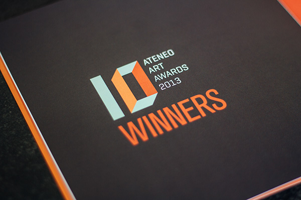 ateneo ateneo art awards Invitation 10 years Poster Design invitation design typographic mura trophy design Awards award giving body Art Exhibit Art Gallery  art awards