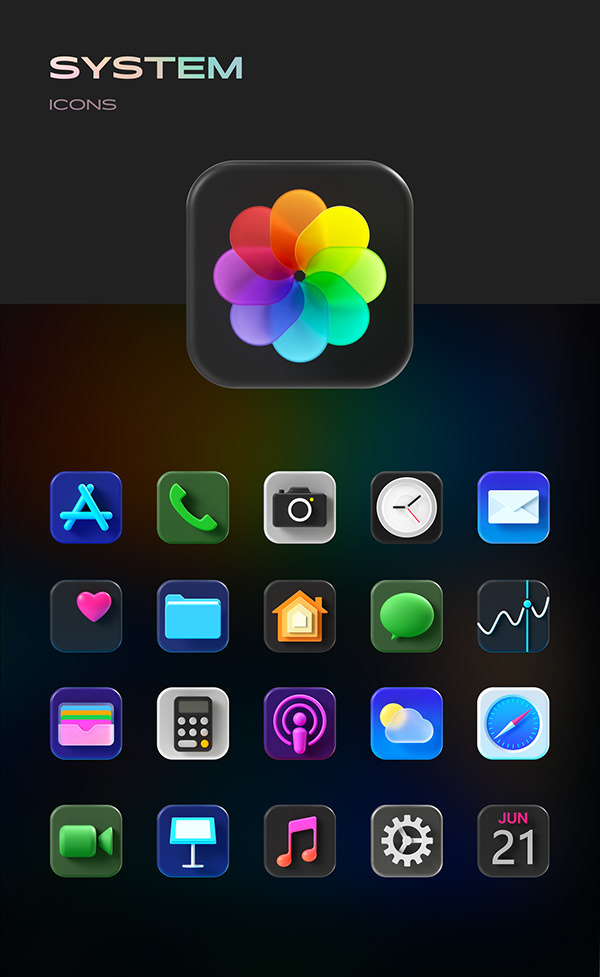 iOS 15 Big Sur 3D icon pack