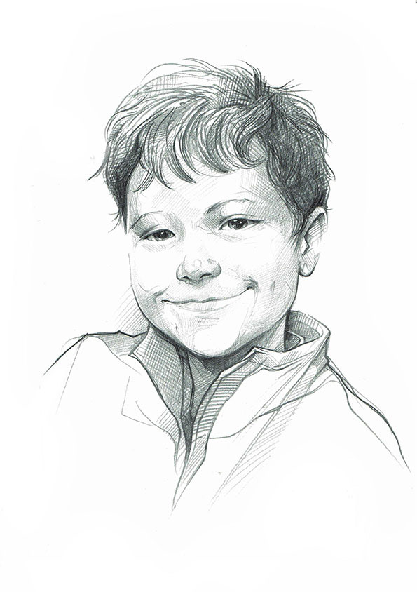 pencil portrait child face handdrawn original drawing sketch kids portrait art