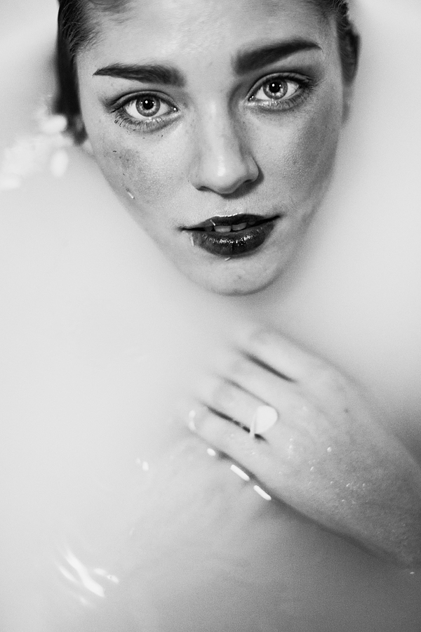 girl model water bath flower Flowers face portrait Russia penza beauty colorful black and white bw