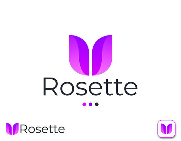 Rosette Logo Design. Rose Icon Concept