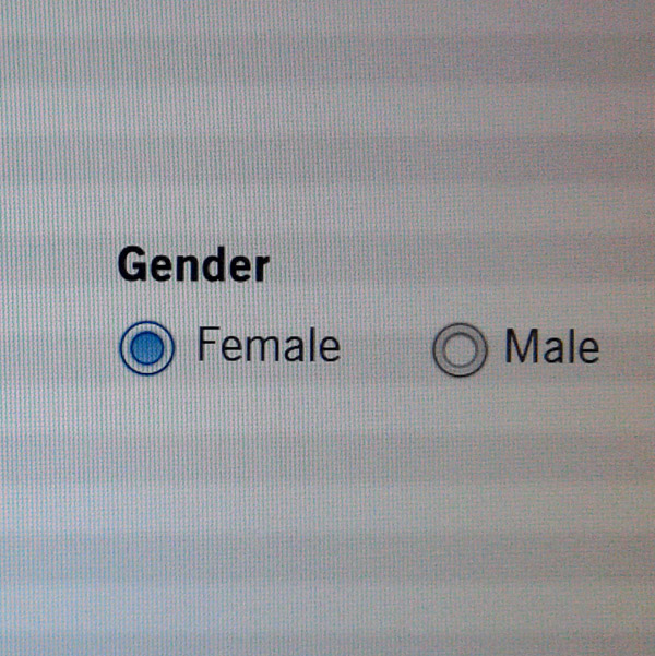 gender selection radio button select box