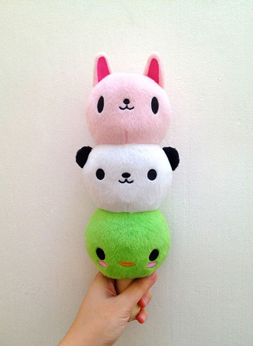 kawaii cute dango mochi stickers plush soft Panda  design 3D digital