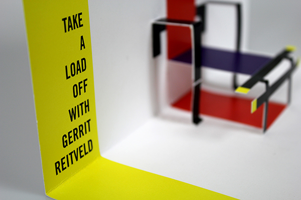Alex Malkiewicz Invitation envelope interactive Popup Primary colors Gerrit Rietveld