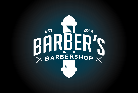 barber barbershop vintage modern Retro White black barber pole scissors logo design