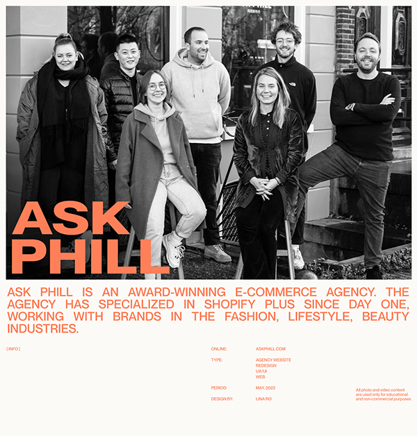 Ask Phill digital agency. Redesign concept