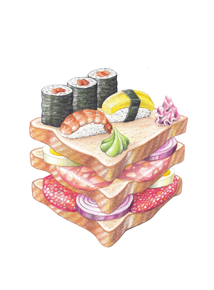 marivilla Food  sandwich Sushi Eat Art Onion bread egg wasabi mortadella chorizo de Pamplona funny Love