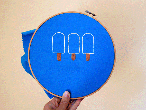 Embroidery summer ice popsicle