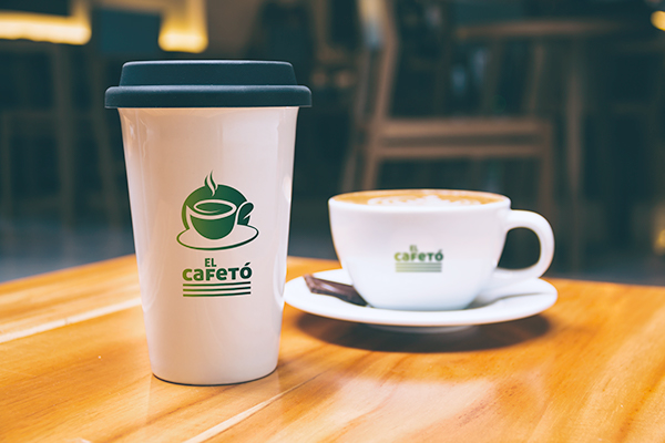 banner  rollup cafe restaurant coffe shop Coffee logo cup Mug  sign green