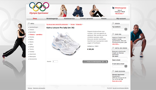 Olympia Sportswear webshop Webdesign HTML css jeroen rijpstra Van der Let & Partners Identity