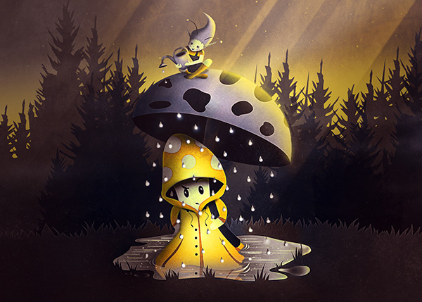 mushroom Umbrella fairy pixie raincoat fairytale fantasy rain Raindrops
