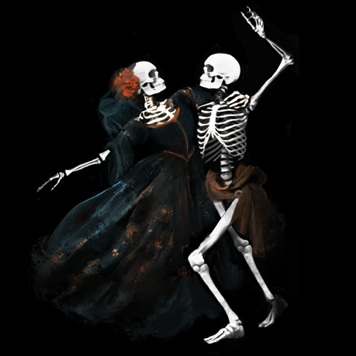 animation  danse macabre dark dark art death Digital Art  Drawing  skeleton skull