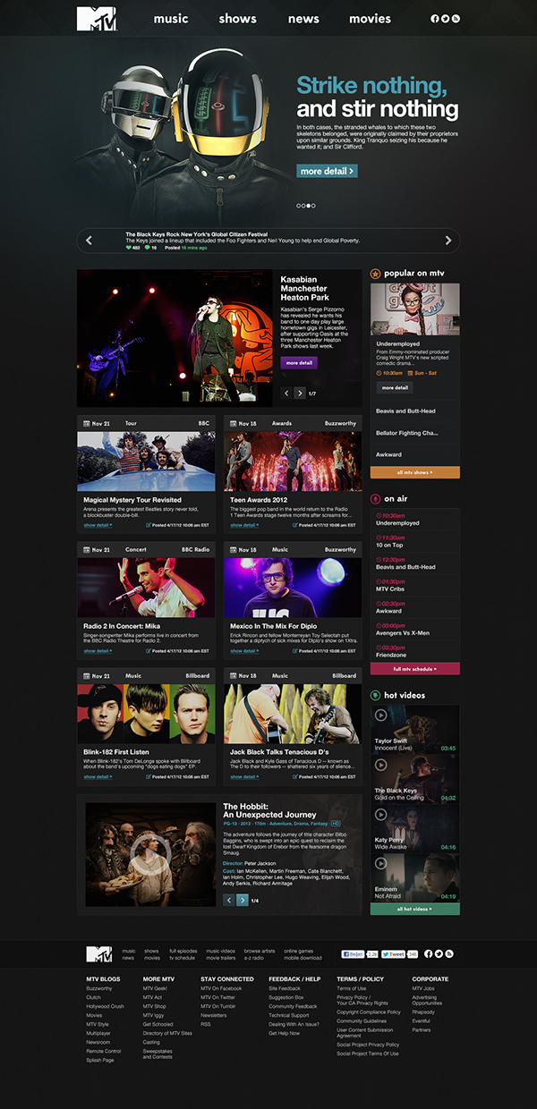 Mtv MTV.com redesign free project home page