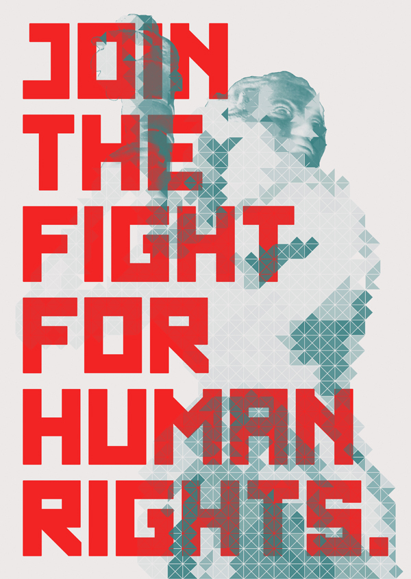 Lady Liberty join the fight for human rights poster graphic grid