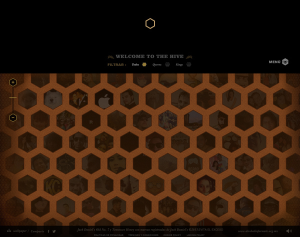 Jack Daniel's Tennessee Jack Honey bee Responsive Design honey hive responsive website Old number 7 user interface ux UI Webdesign Web user experience