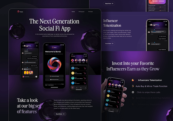 Next Generation Social Fi App Landing Page Design