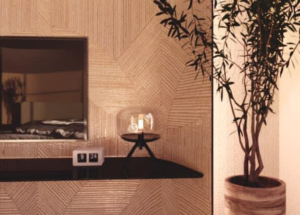 Interior design bedroom Wabi Sabi visualisation minimalist Nature art