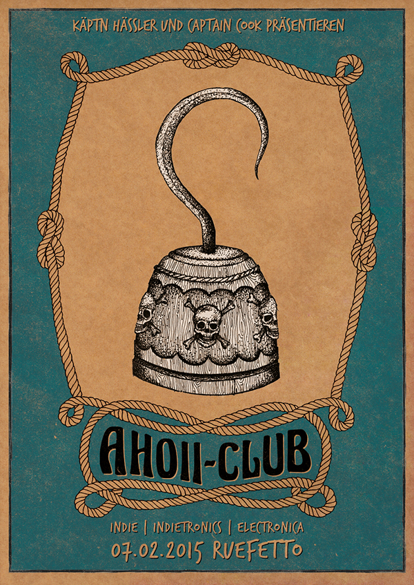 ahoi maritim Seaside Sailor anchor AHOII CLUB poster anker qualle jellyfish seahorse flyer