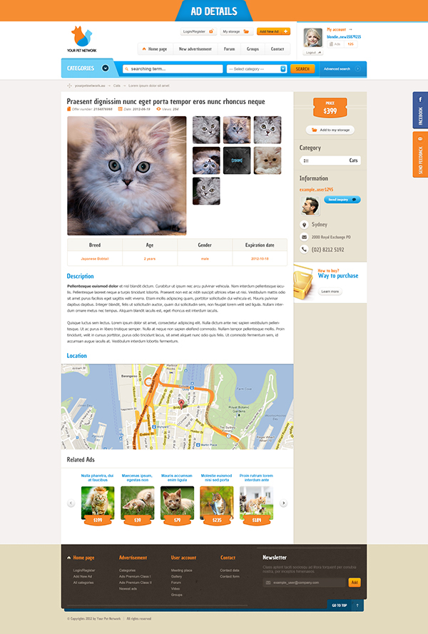 Webdesign portal advertisement portal  pets dogs  cats