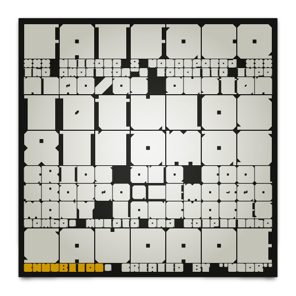 Chumbitos Typeface fat black bold unicase monospaced geometric square grid child Fun play