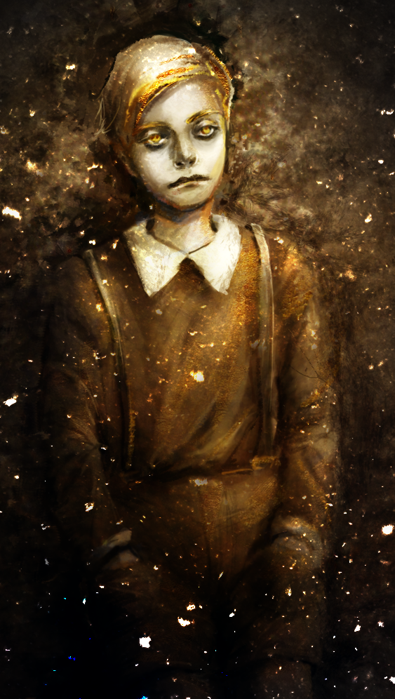 gloomy sad dark gold portrait child children boy