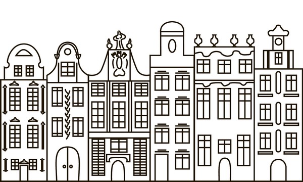 pattern building Europe house Street city vector