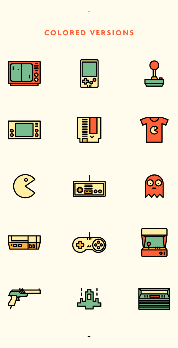 icons line minimalistic colored retro games vintage games nostalgia