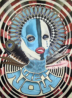 paint pattern mask woman skull flag union jack figure beauty vietnow text feathers