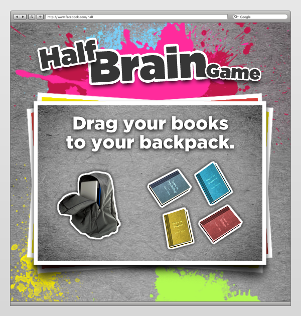 Half.Com facebook game social media Half Brain Game
