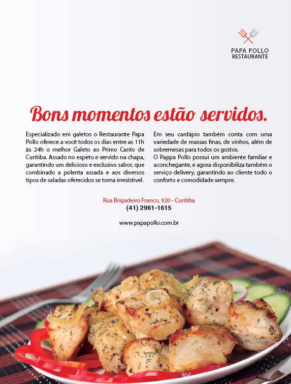restaurante magazine revista Página Simples Papa Pollos Food  comida campanha senac