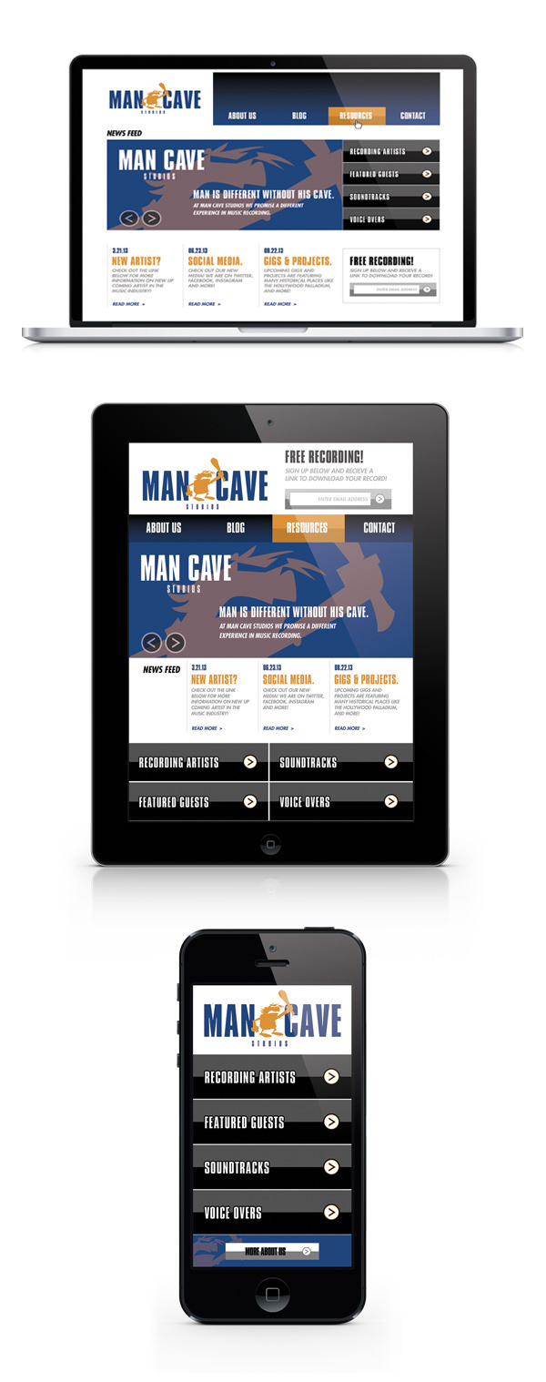 man cave corporation Web design app Appdesign app design Webdesign iphone5 iPad iMac