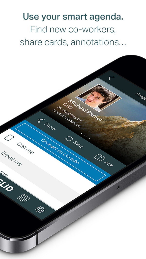 slid business card ios android app UI ux app store Google Play