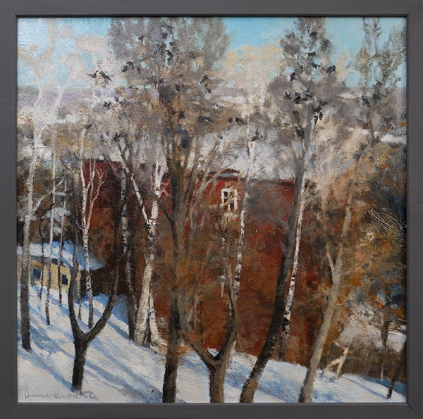 "Spring motif with red house."
o/c 50x50cm 2020