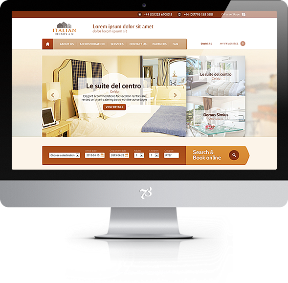 vacation rentals Web Design  real estate Layout design