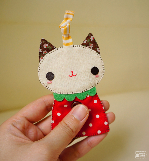 handmade key cover key case keychain accessories Cat kitty strawberry red green sweet cute kawaii