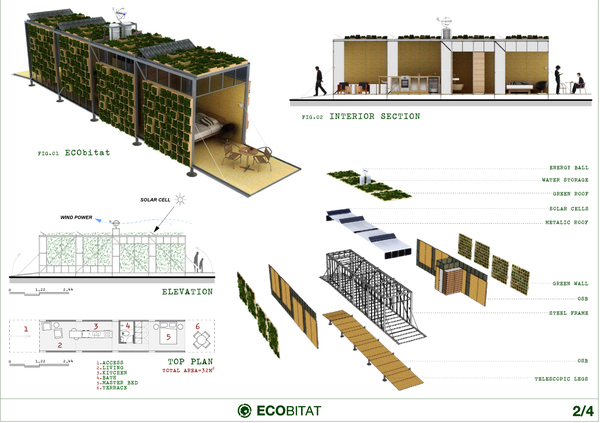 Prefab house ecologic 3D Render moblie osb