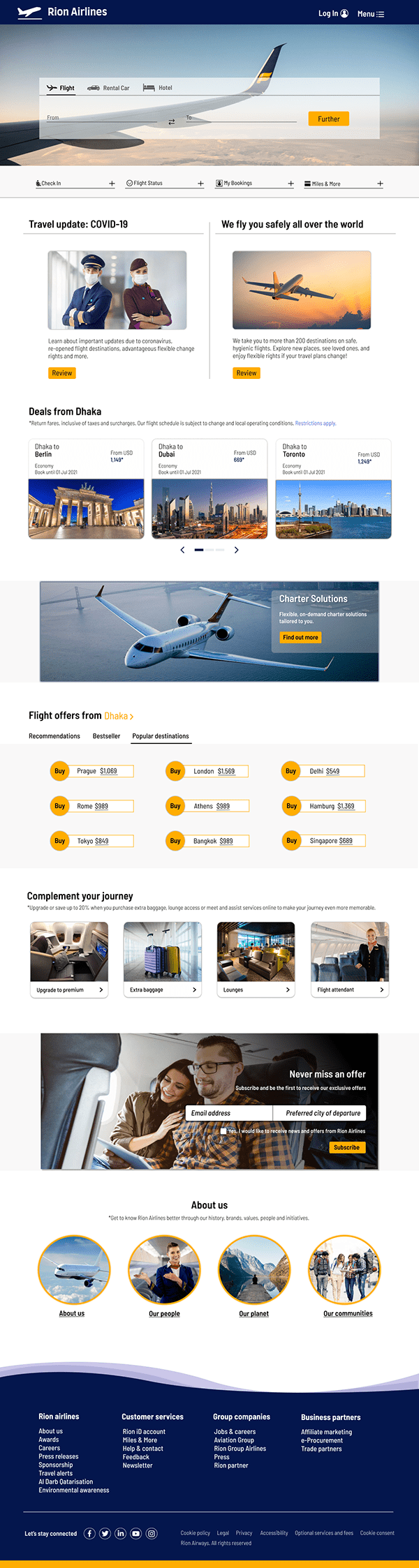 Landing Page for Airlines